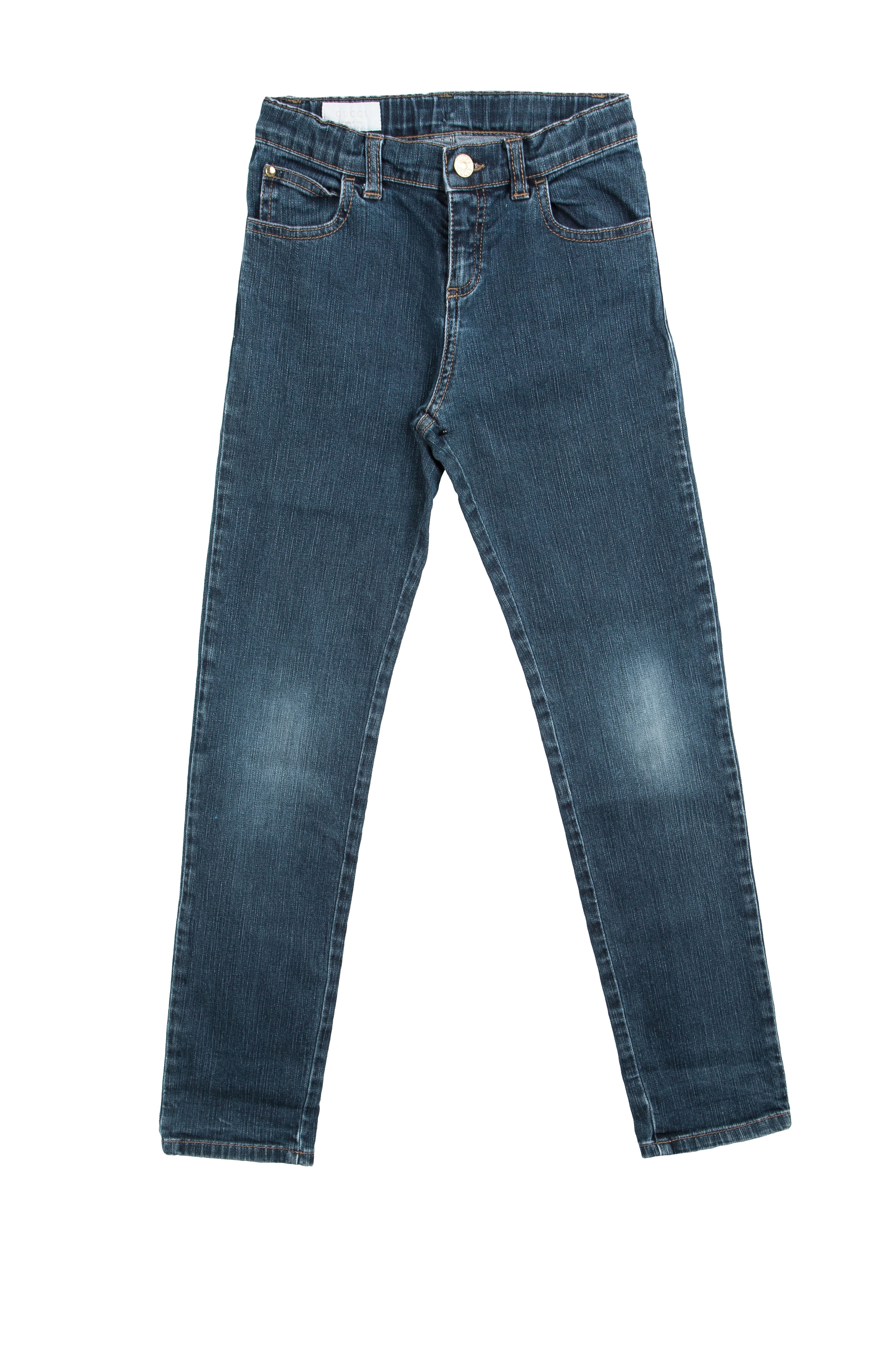 Gucci Indigo Dark Wash Denim Faded Effect High Waist Jeans 8 Yrs