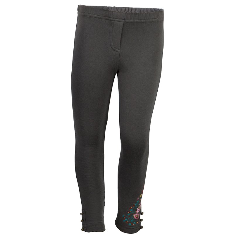 Pre Owned Kenzo Kids Khaki Green Embroidered Leggings 5 Yrs