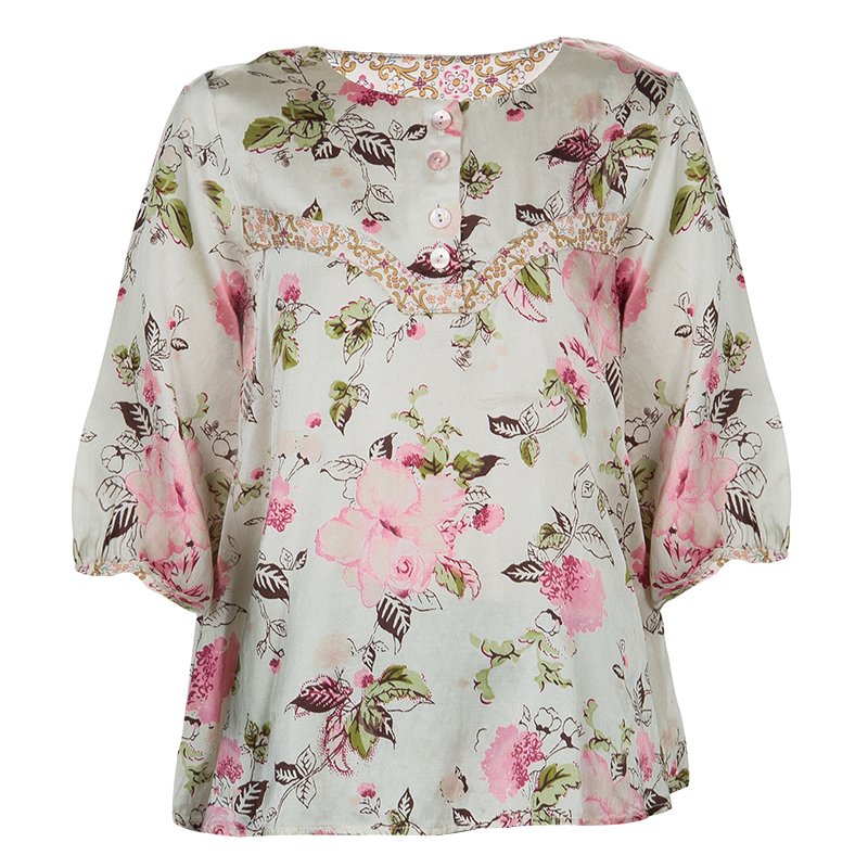 Pre Owned Kenzo Kids Multicolor Floral Print Cotton Top 8 Yrs