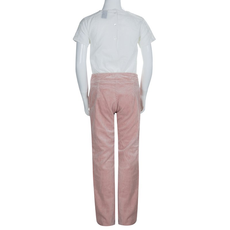Pre Owned Little Marc Jacobs Pink Corduroy Sailor Pants 10 Yrs