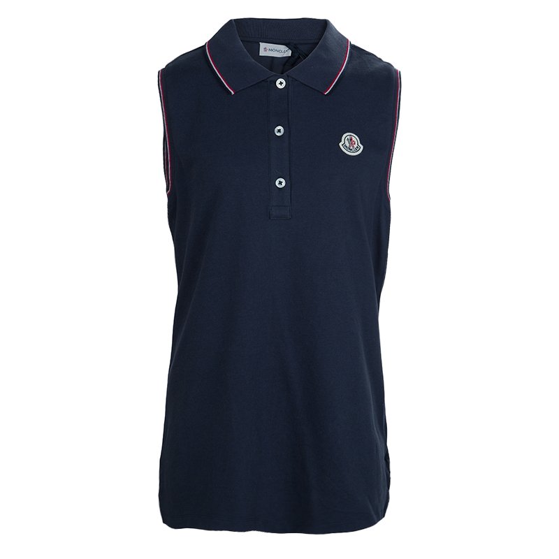 Moncler Navy Blue Sleeveless Polo T-Shirt 14 Yrs