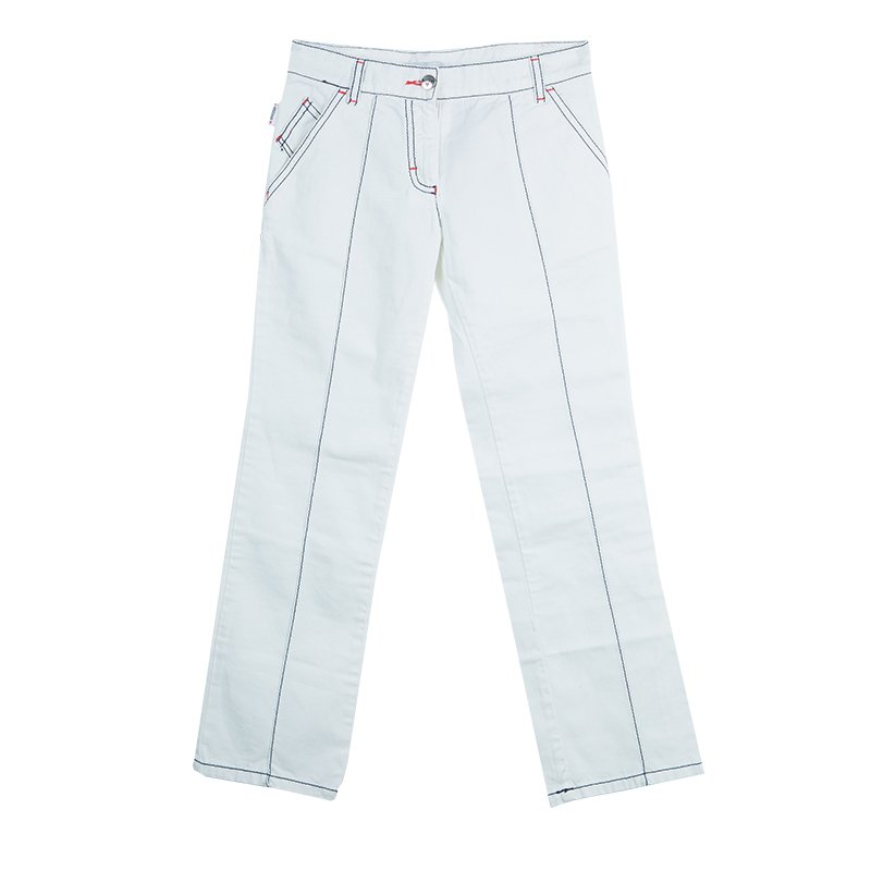 Pre Owned Moschino Junior White Contrast Topstitch Detail Denim Jeans 6/7 Yrs