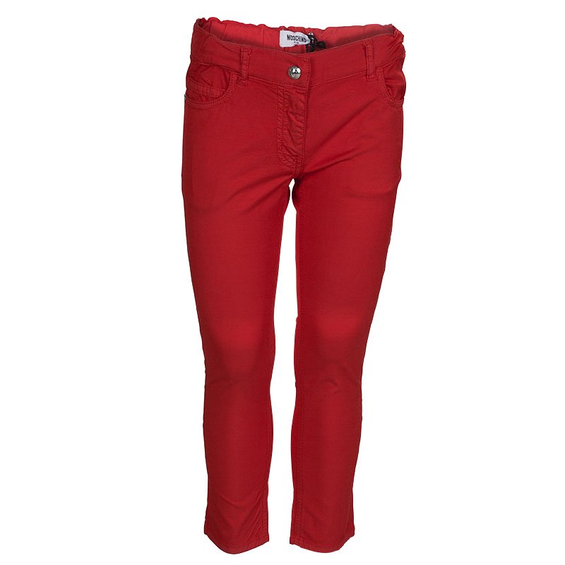 Pre Owned Moschino Kids Red Cotton Trousers 6 Yrs