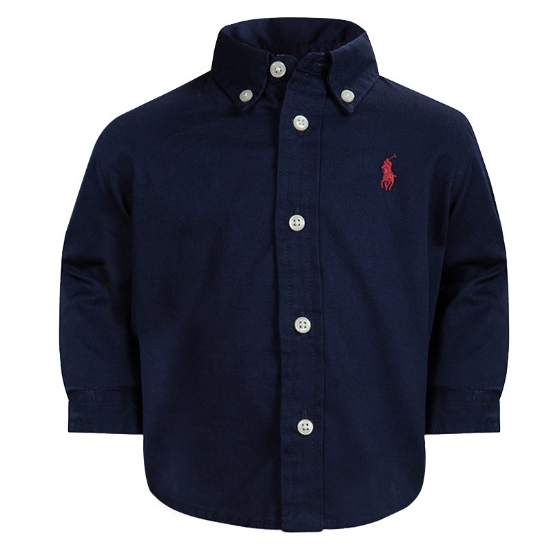 مملوكة مسبقًا Ralph Lauren Navy Blue Cotton Long Sleeve Button Down Shirt 6 Months