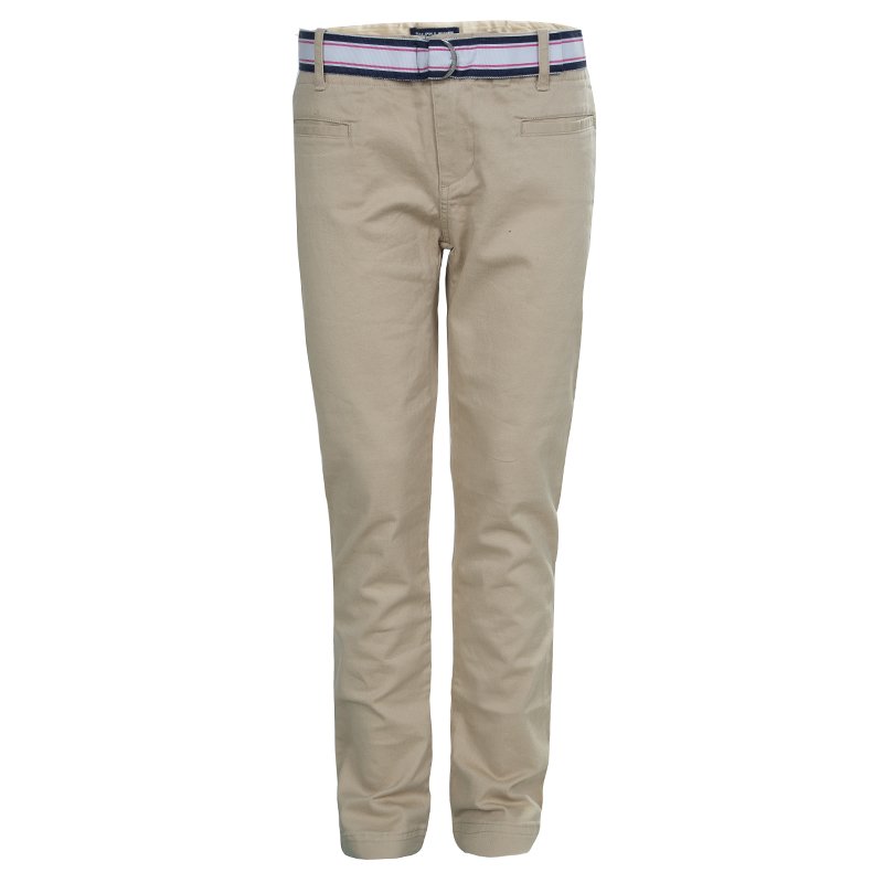 Pre Owned Ralph Lauren Khaki Belted Cotton Trousers 10 Yrs