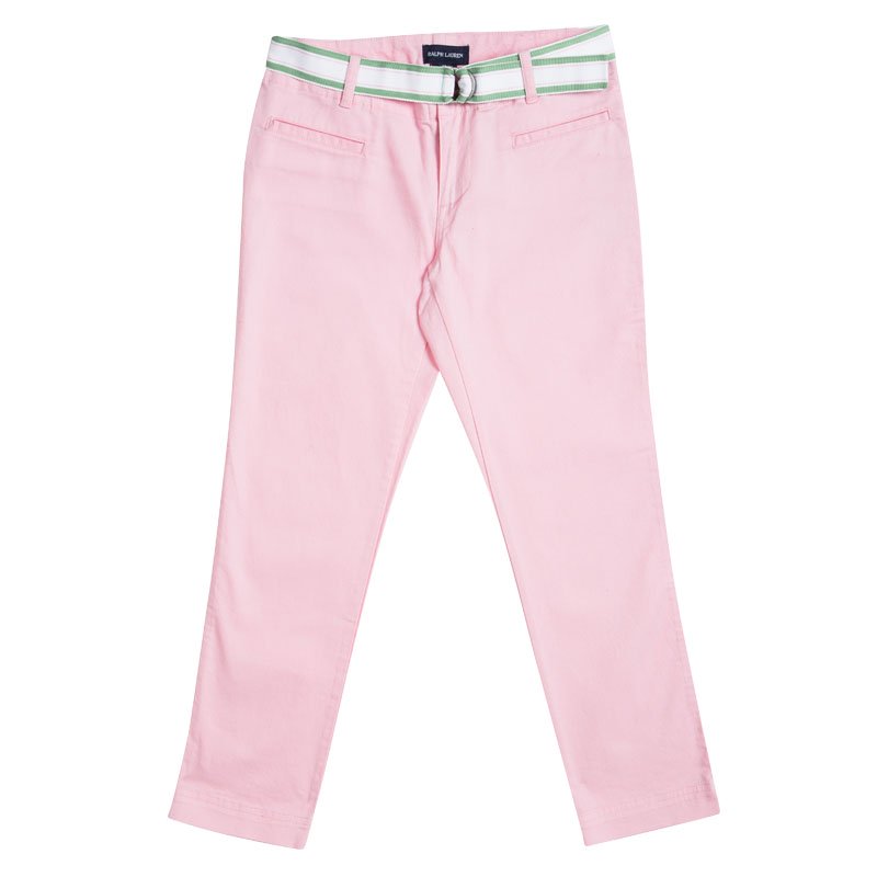 Pre Owned Ralph Lauren Fresh Pink Belted Slim Fit Pants 10 Yrs