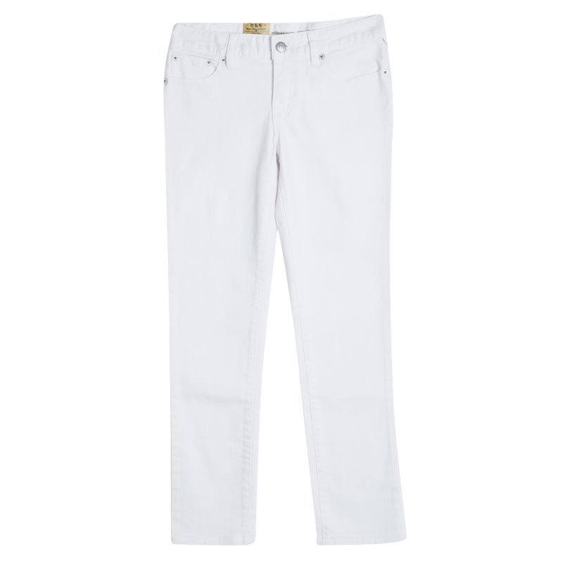 Pre Owned Ralph Lauren Off White Denim Bowery Skinny Jeans 10 Yrs