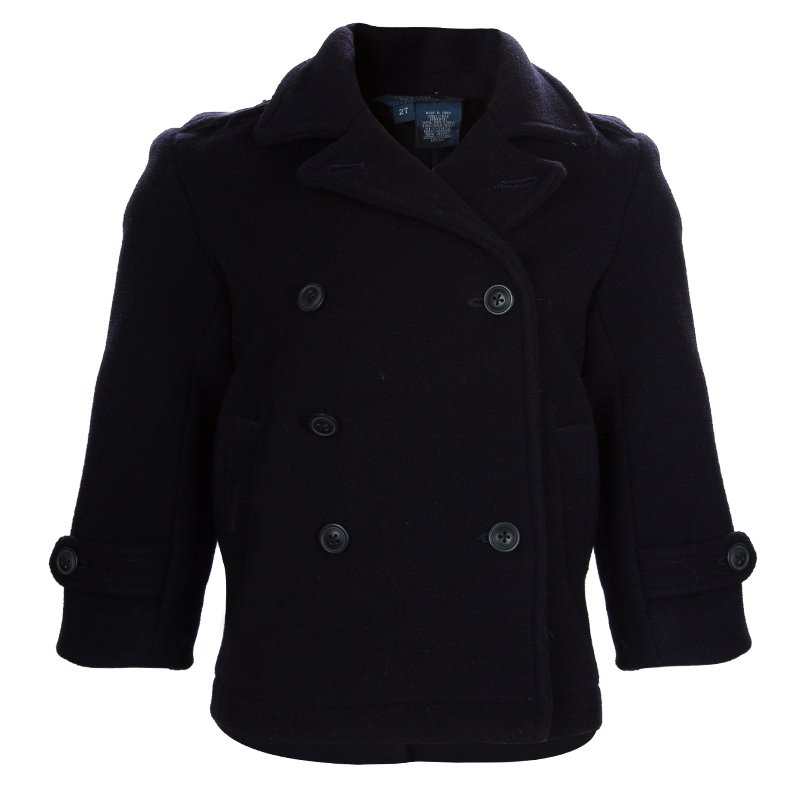 Ralph Lauren Navy Blue Double Breasted Wool Coat 2 Yrs