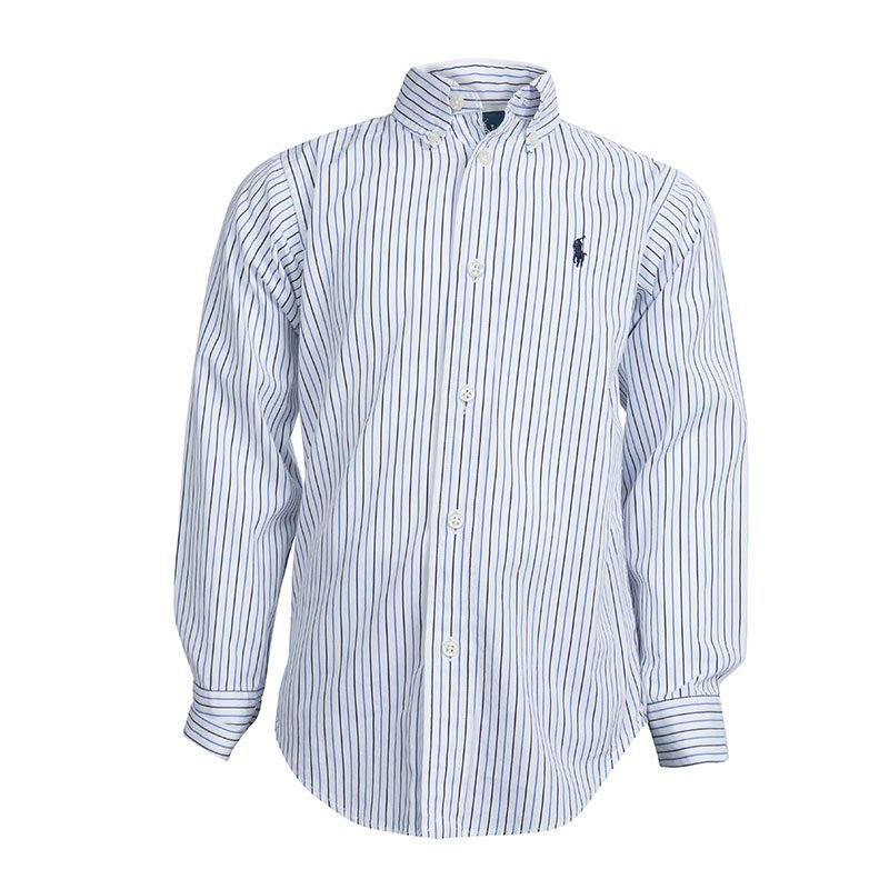 مملوكة مسبقًا Ralph Lauren Striped Cotton Long Sleeve Button Front Shirt 5 Yrs
