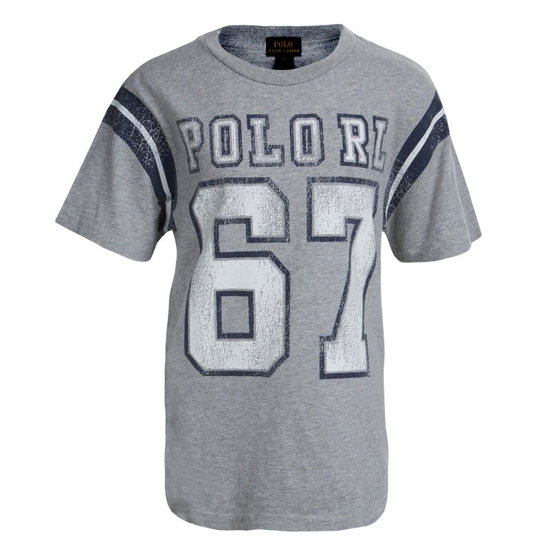 Polo By Ralph Lauren Grey Printed Crew Neck T-Shirt 8 Yrs