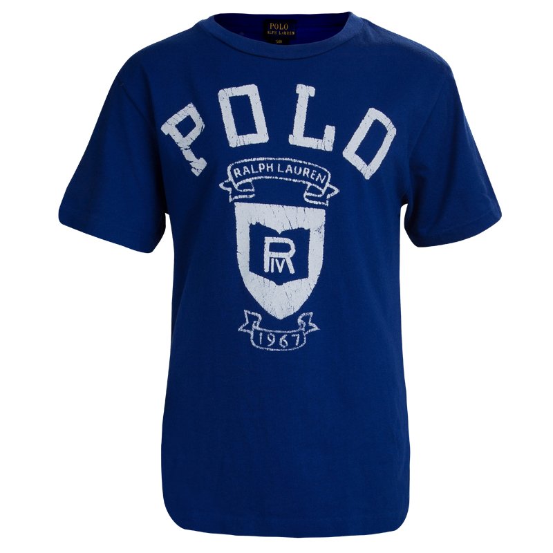 Polo By Ralph Lauren Blue Printed Crew Neck T-Shirt 8 Yrs