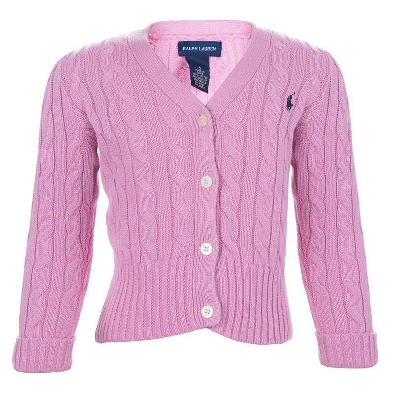 Pre Owned Ralph Lauren Pink Cable Knit Buttondown Cardigan 5 Yrs