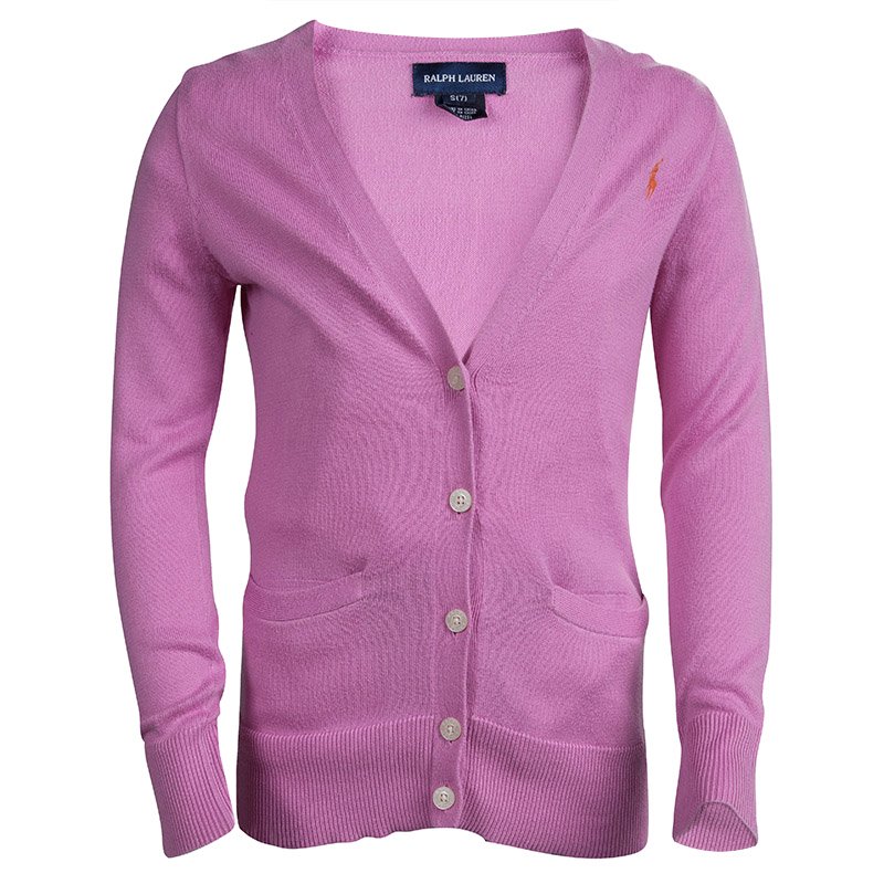Ralph Lauren Pink Knit Button Front Cardigan  7 Yrs