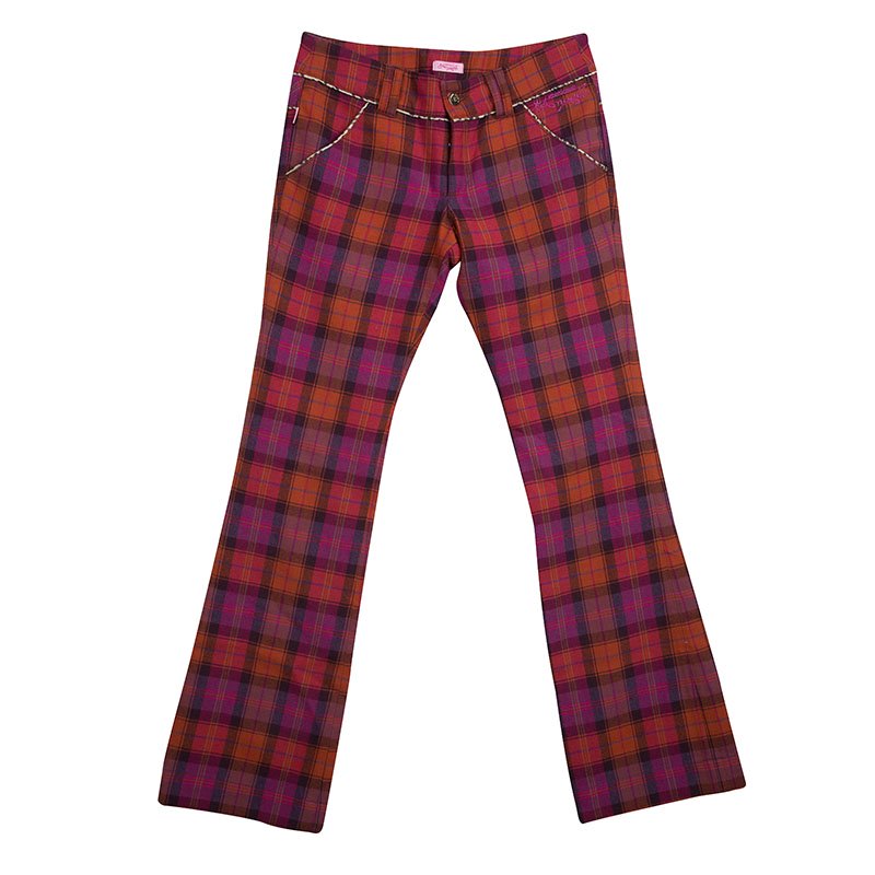 Roberto Cavalli Multicolor Checked Wool Trousers XS 