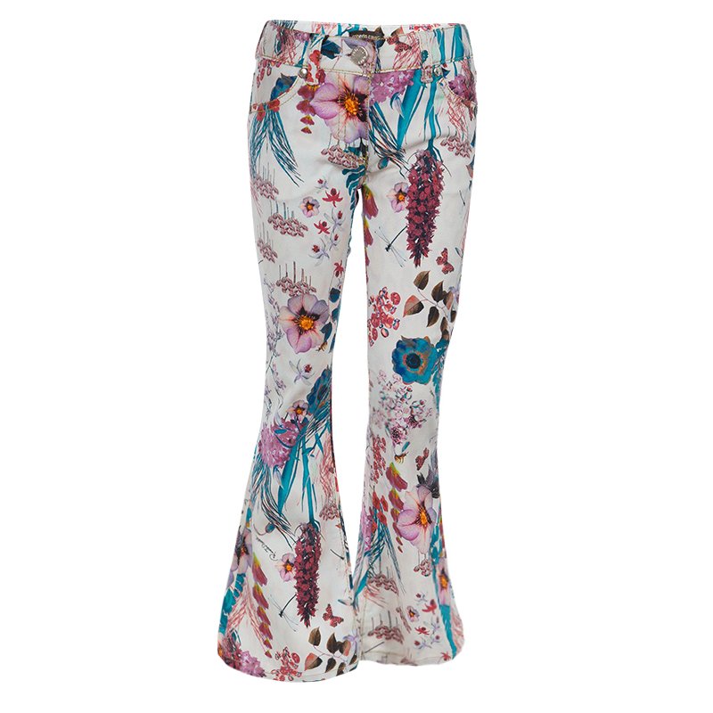 Pre Owned Roberto Cavalli Multicolor Floral Print Jeans 6 Yrs