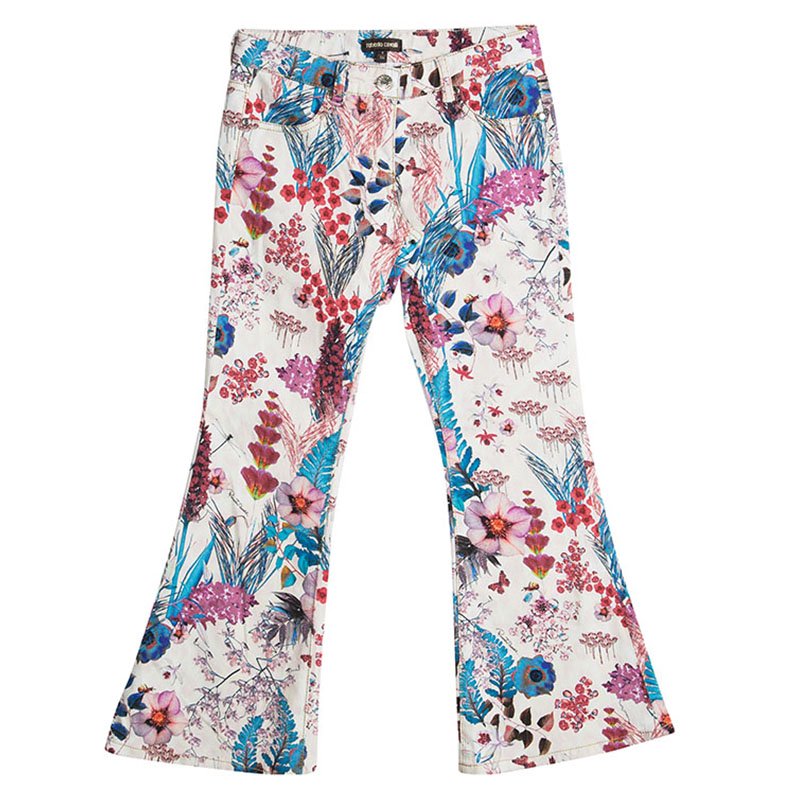 Pre Owned Roberto Cavalli Multicolor Floral Printed Flared Bottom Pants 8 Yrs