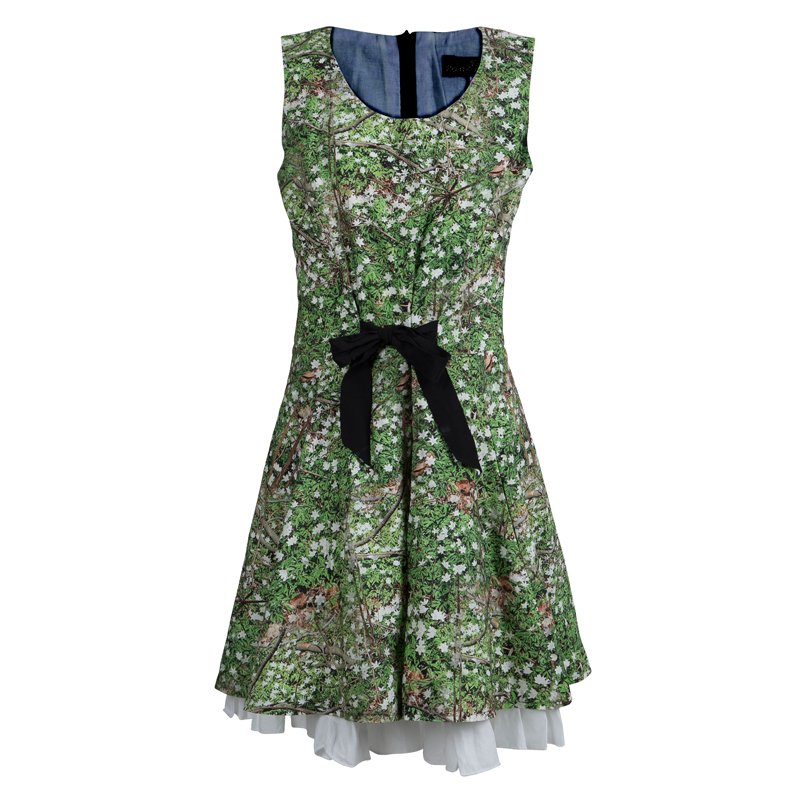 Pre Owned Roma e Toska Green Printed Sleeveless Dress 12 Yrs 