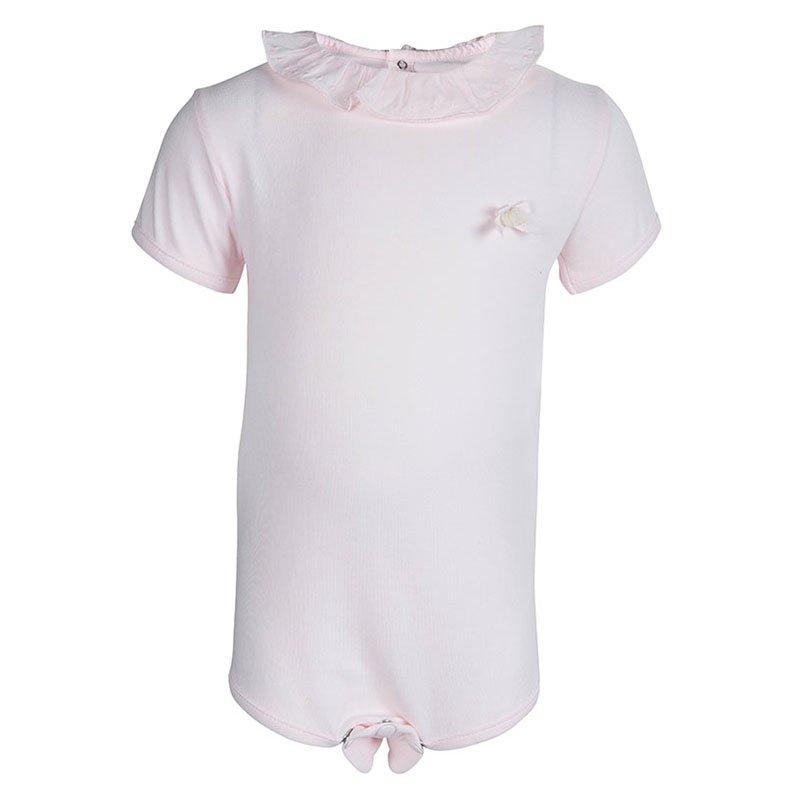 Tartine Et Chocolat Pale Pink Cotton Jersey Ruffle Detail Romper 1 Yr