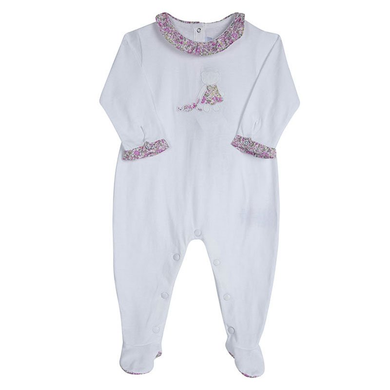 Tartine Et Chocolat White Floral Printed Trim Onesie 6 Months