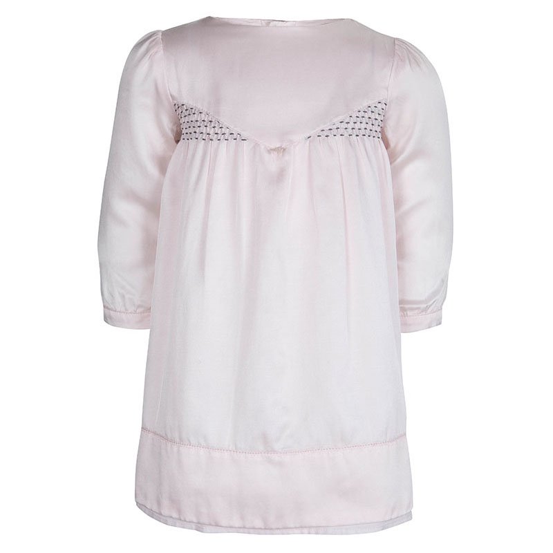 Tartine Et Chocolat Pale Pink Satin Long Sleeve Dress 1 Yr