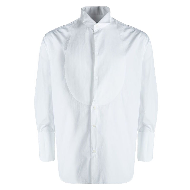قميص أرماني كوليزيوني قطن أبيض أكمام طويلة XXXXL