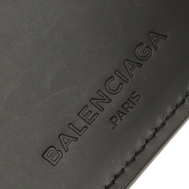 Balenciaga Black Leather Grid Square Wallet Balenciaga