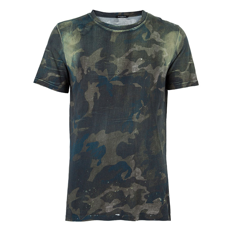 Pre Owned Balmain Mens Camouflage T-Shirt L