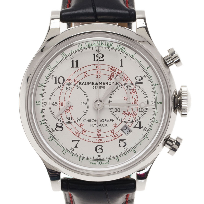 Pre Owned Baume & Mercier White Stainless Steel Limited Edition Capeland Men's Wristwatch 44MM