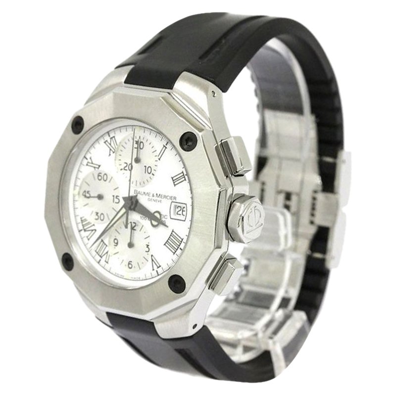 Baume & Mercier White Stainless Steel Riviera XXL Men's Wristwatch 43MM