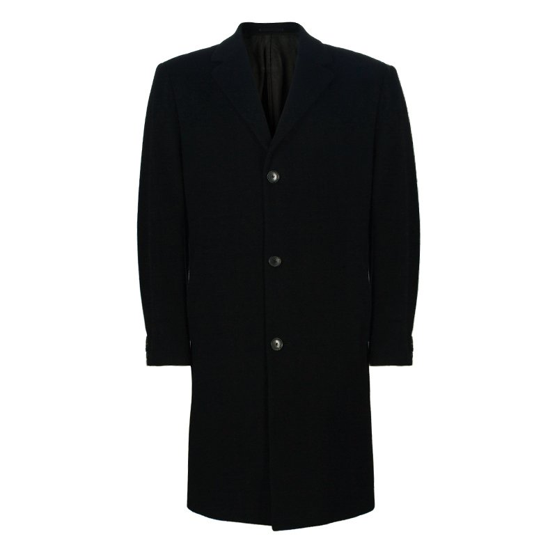 Black Daniels Cashmere Wool Long Coat L 