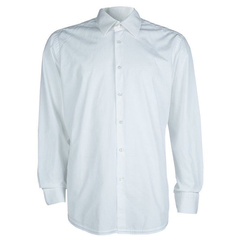 مملوكة مسبقًا Boss by Hugo Boss White Long Sleeve Buttondown Cotton Shirt L