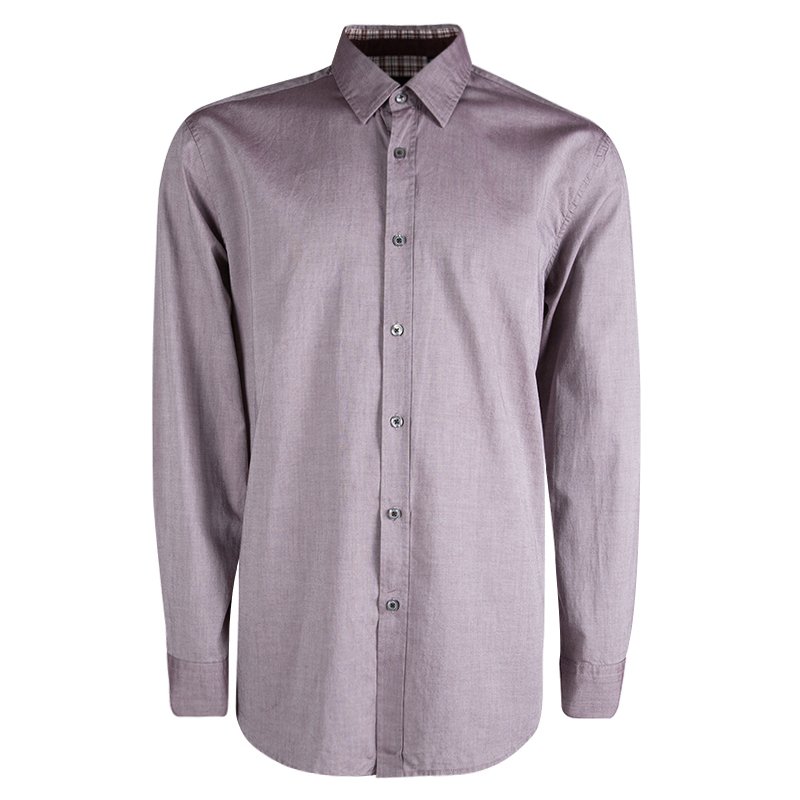 Boss By Hugo Boss Purple Two Tone Regular Fit Cotton Shirt 2XL