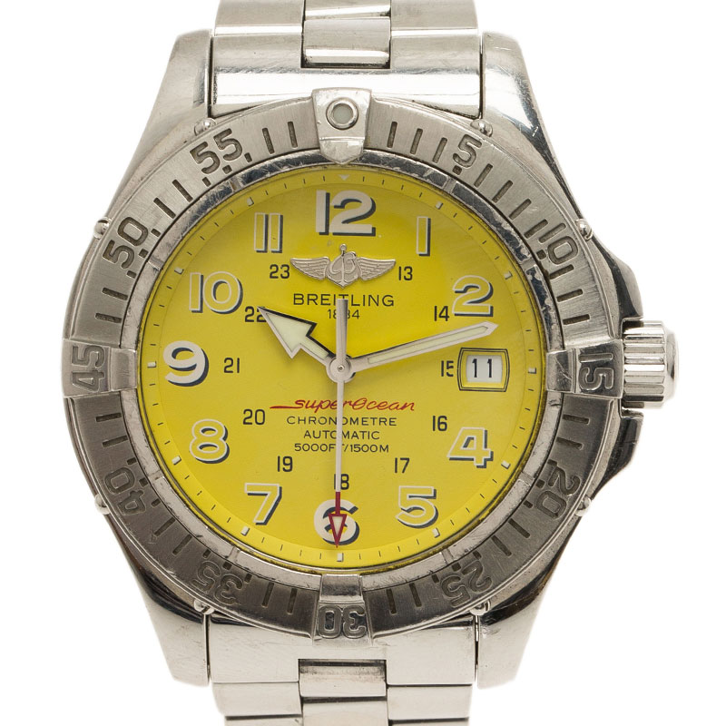 Breitling Yellow Stainless Steel SuperOcean Men's Wristwatch 41.5MM