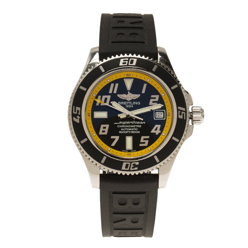 Breitling Black Stainless Steel Super Ocean Men's Wristwatch 42MM