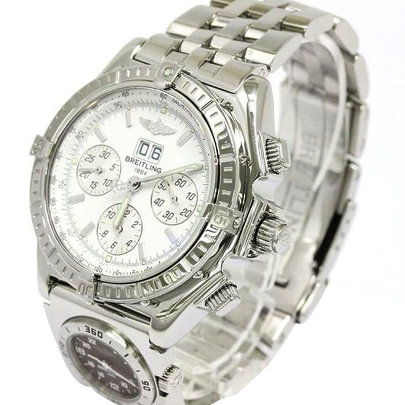 Pre Owned Breitling White Stainless Steel Crosswind Special Men's Wristwatch 44MM