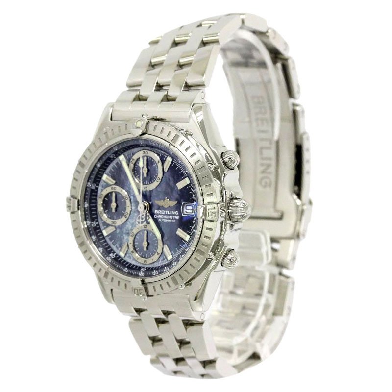 Pre Owned Breitling Blue Stainless Steel Chronomat Men's Wristwatch 40MM