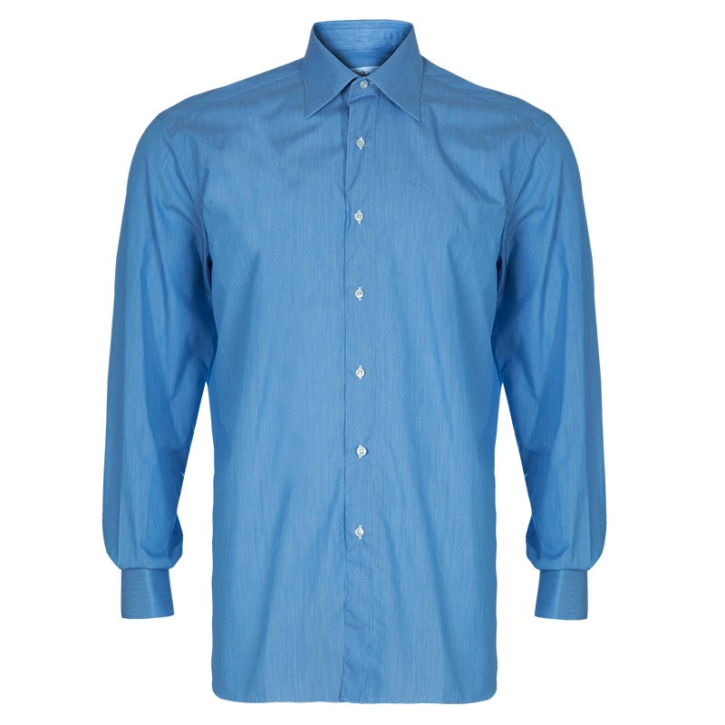Pre Owned Brioni Men's Light Blue Cotton Shirt M