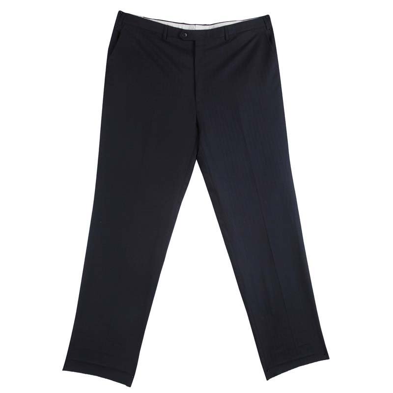 Pre Owned Brioni Navy Blue Herringbone Wool Roman Style Trousers 6XL