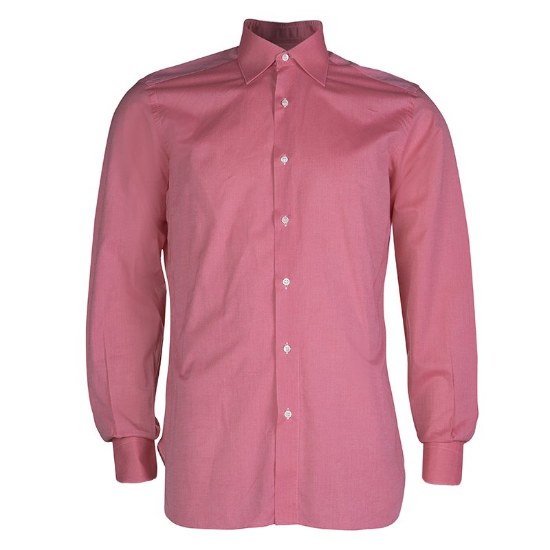 Pre Owned Brioni Pink Long Sleeve Buttondown Cotton Shirt S