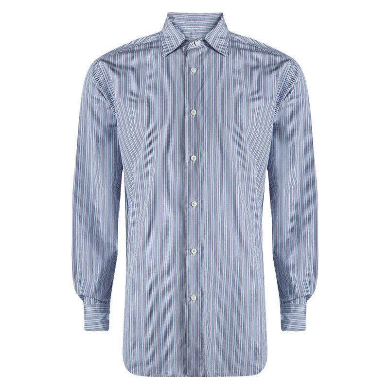 Pre Owned Brioni Multicolor Striped Cotton Long Sleeve Shirt XL