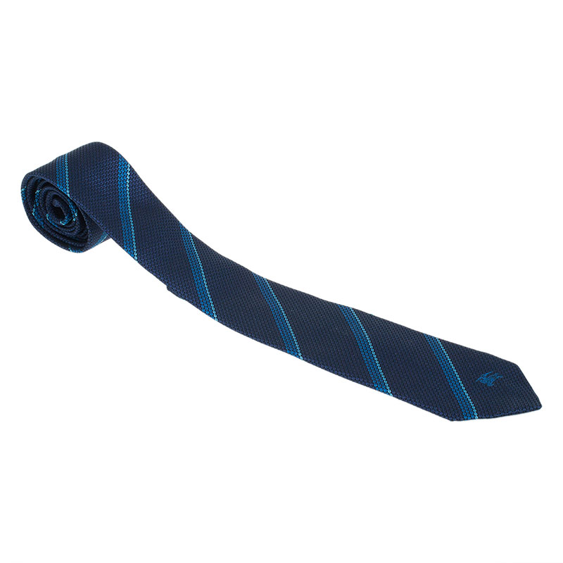 Burberry Two Tone Blue Striped Silk Tie