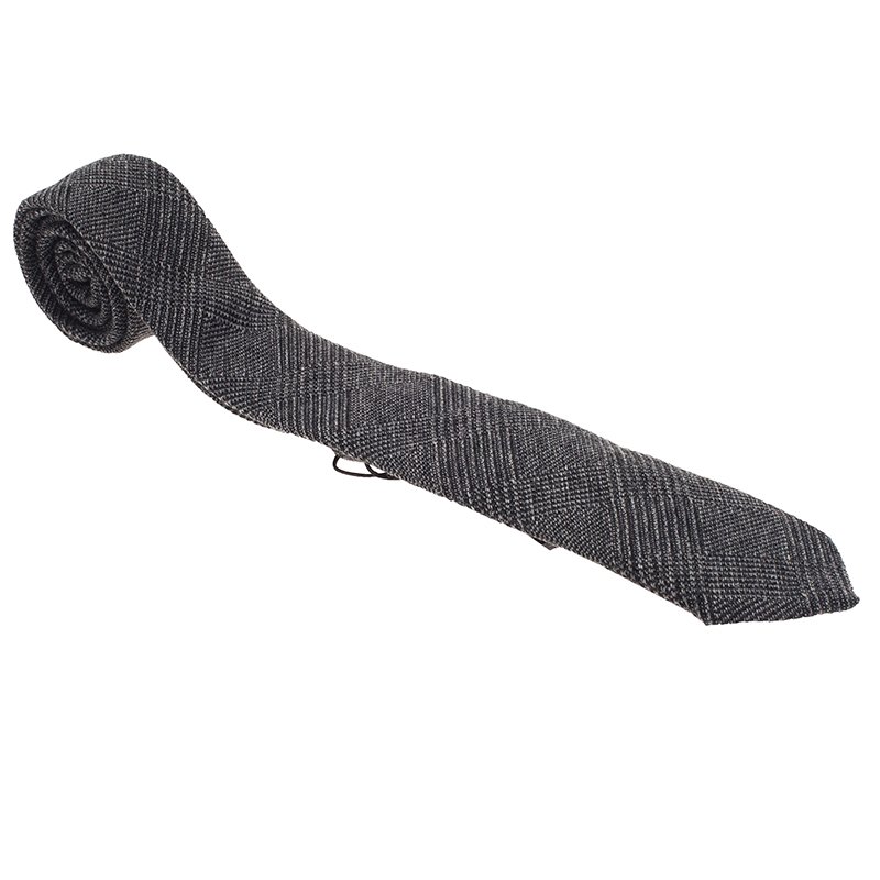 Pre Owned Burberry Grey Cashmere and Wool Blend Tie 