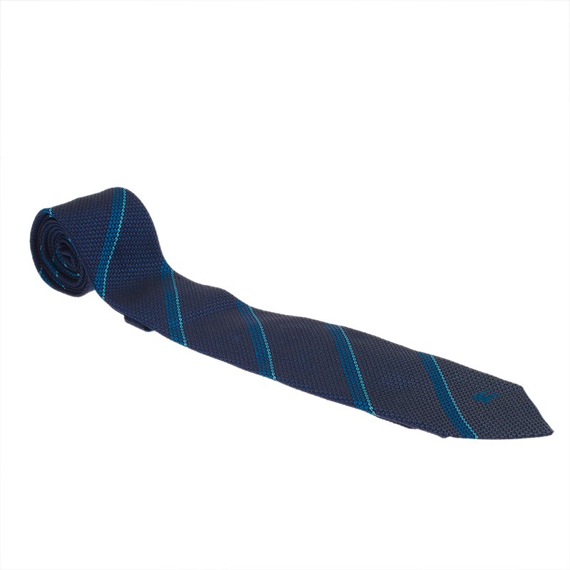 مملوكة مسبقًا Burberry Blue Striped Silk Tie