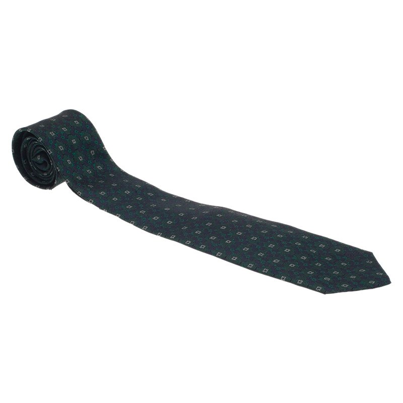مملوكة مسبقًا Burberry Green Floral Silk Tie 