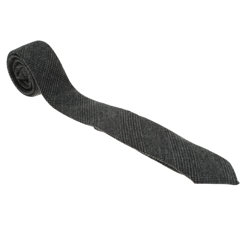 Pre Owned Burberry Grey Cashmere and Wool Blend Tie