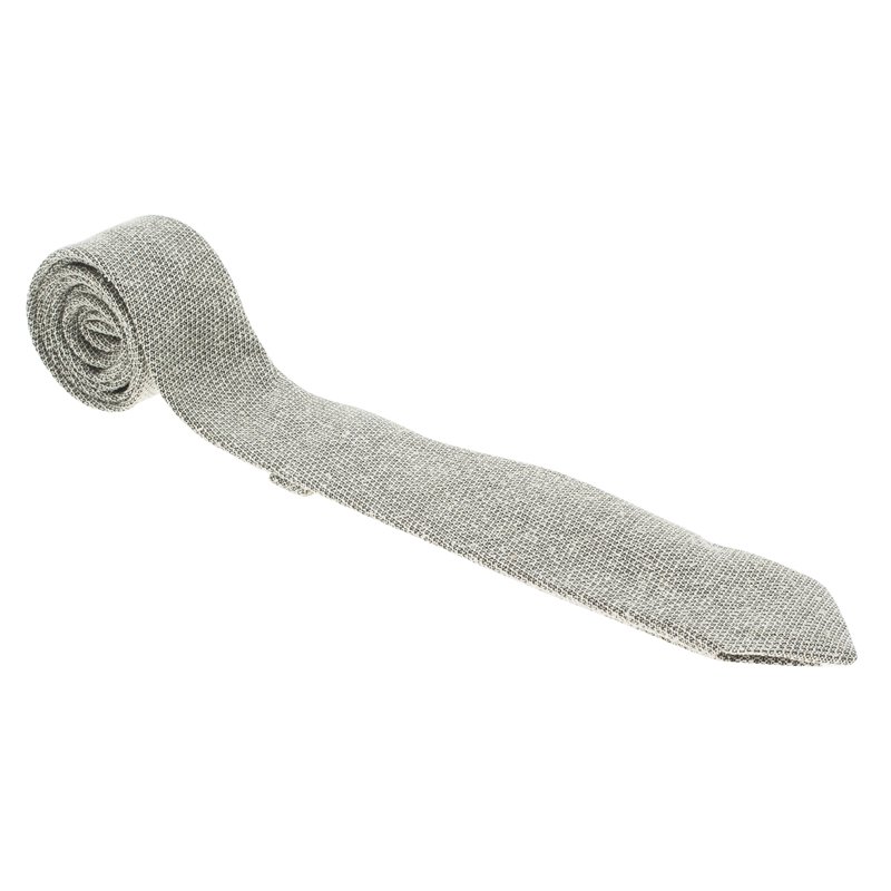 Burberry White and Grey Textured Silk Tie