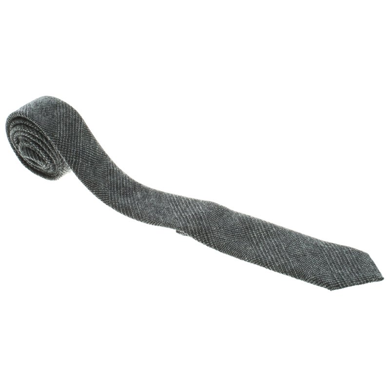 Pre Owned Burberry London Grey Cashmere and Wool Blend Tie
