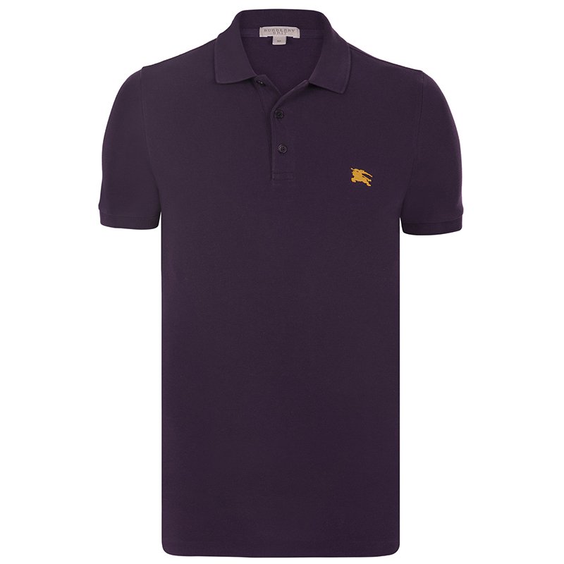 Pre Owned Burberry Brit Dark Purple Short Sleeve Polo Shirt L