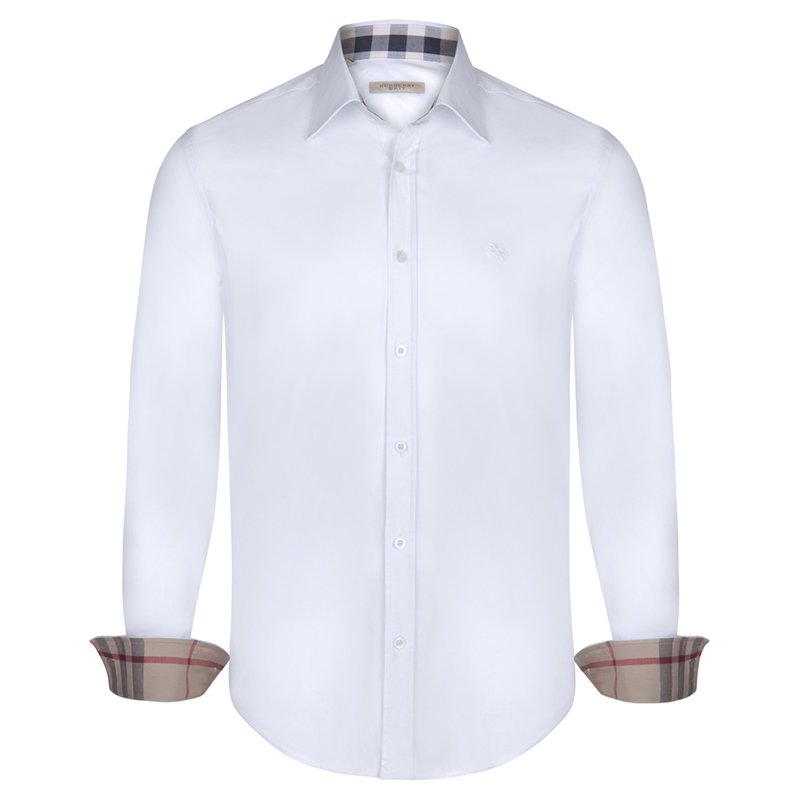 Burberry Brit White Novacheck Detail Cotton Shirt L