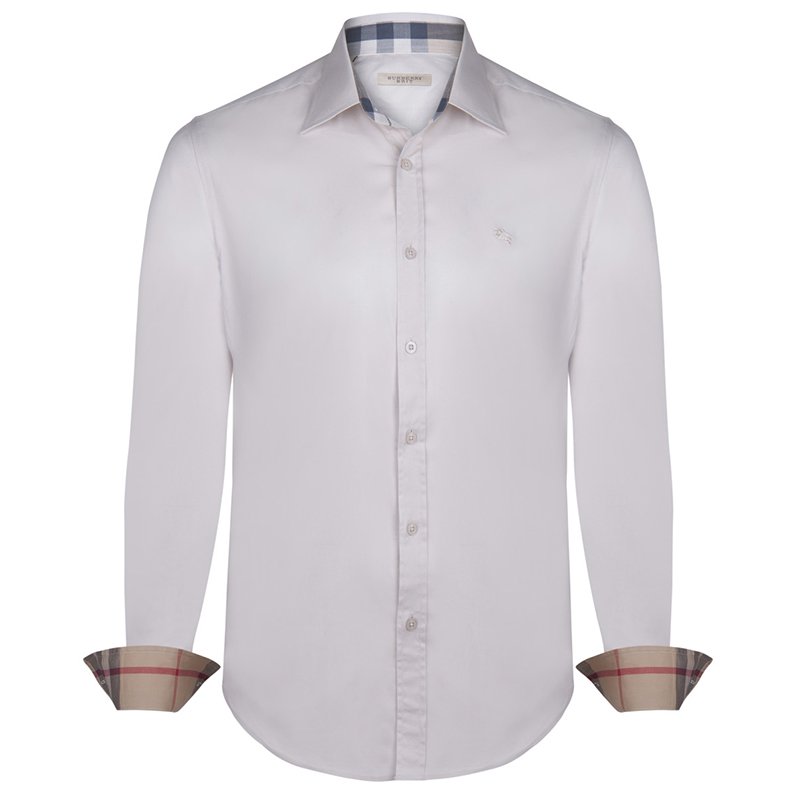 Burberry Brit Light Beige Novacheck Detail Cotton Shirt XXL